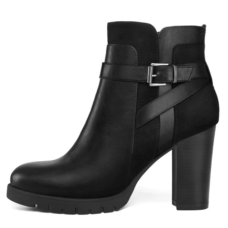 mysoft Women's Ankle Boots Chunky Stacked Heel Zipper Booties - Available in Wide Sizes - Image 1